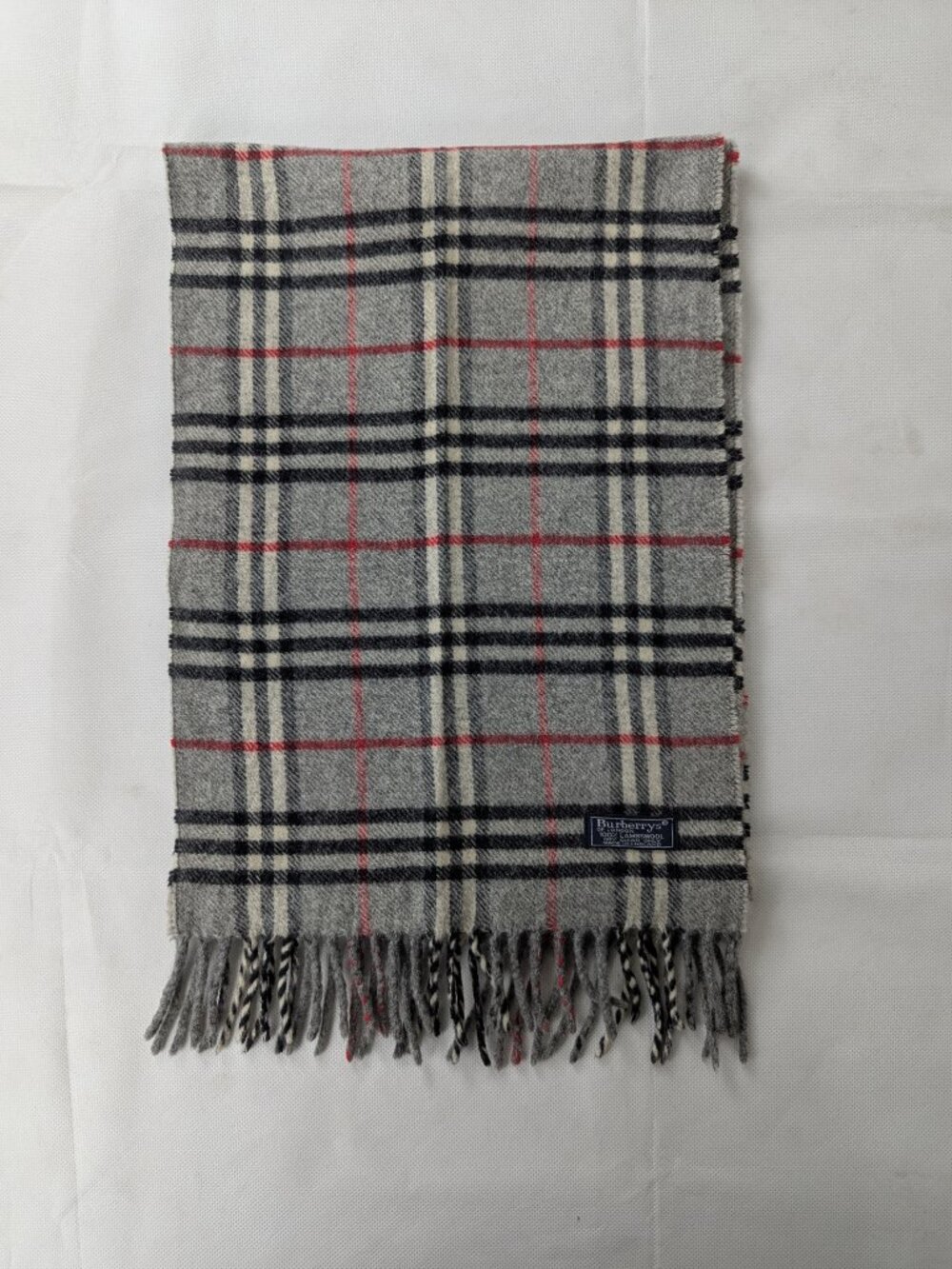 Luxury Burberry 100%Lambswool Nova Check Gray Scarf Unisex - Picture 5 of 7